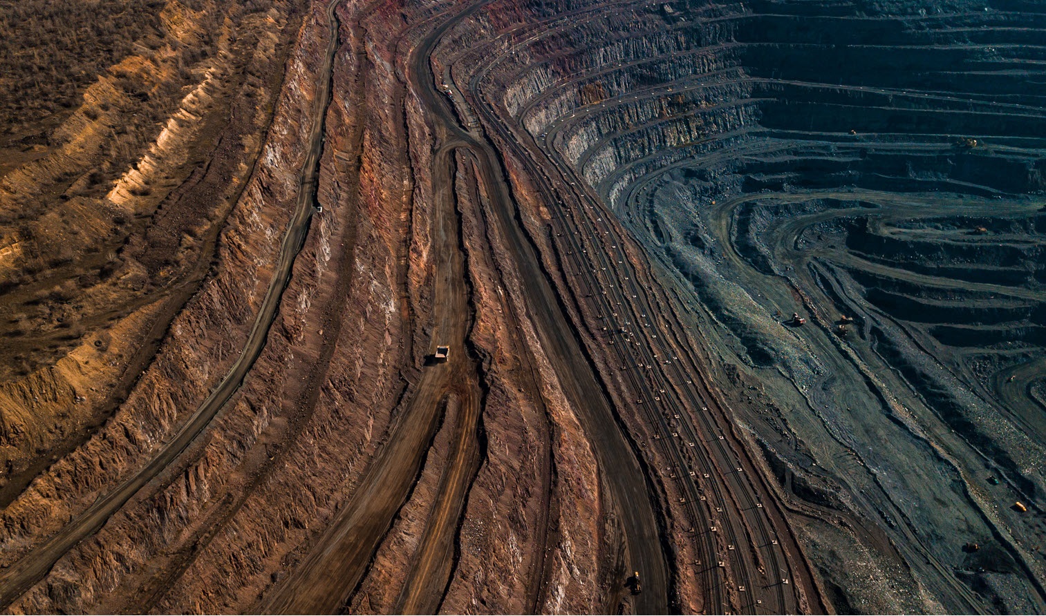 Aerial view of an iron ore mine